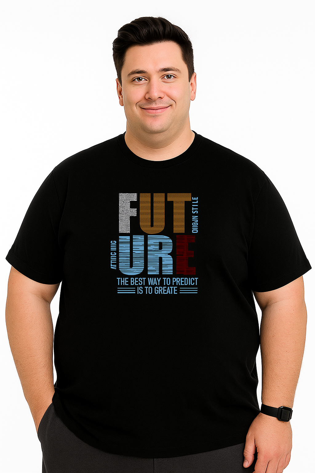 Men’s  Printed Round Neck Tee – “Future Create Your Way” - Big and Tall