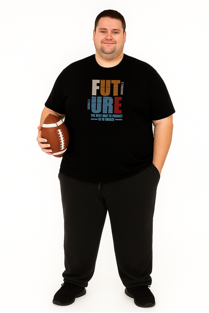 Men’s  Printed Round Neck Tee – “Future Create Your Way” - Big and Tall