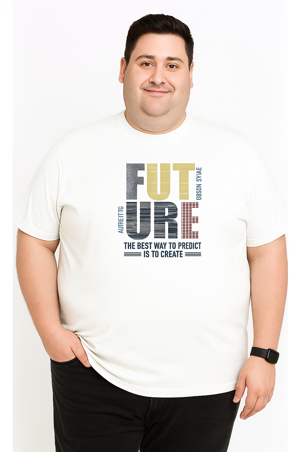 Men’s  Printed Round Neck Tee – “Future Create Your Way” - Big and Tall