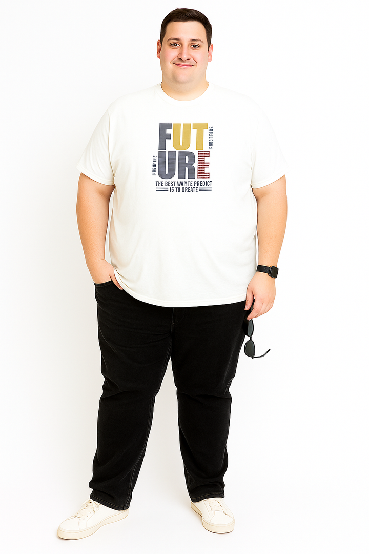 Men’s  Printed Round Neck Tee – “Future Create Your Way” - Big and Tall