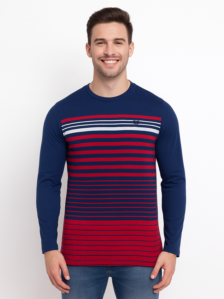 Men’s Full Sleeve Striped Round Neck Tee