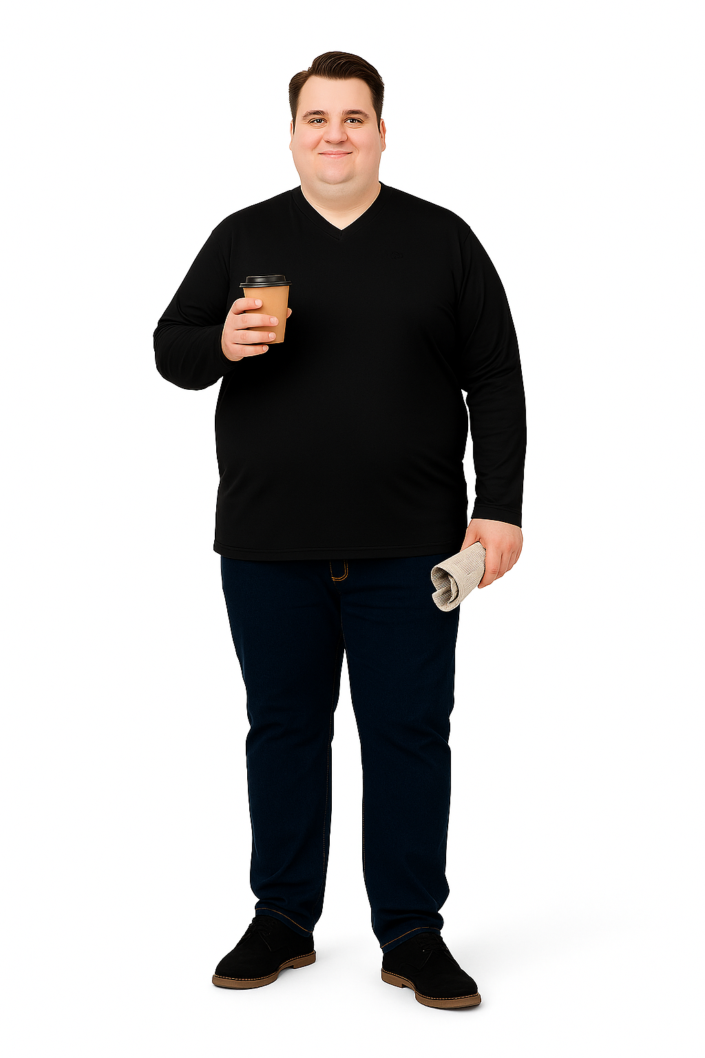 Men’s  Full Sleeve V-Neck T-Shirt – Big & Tall