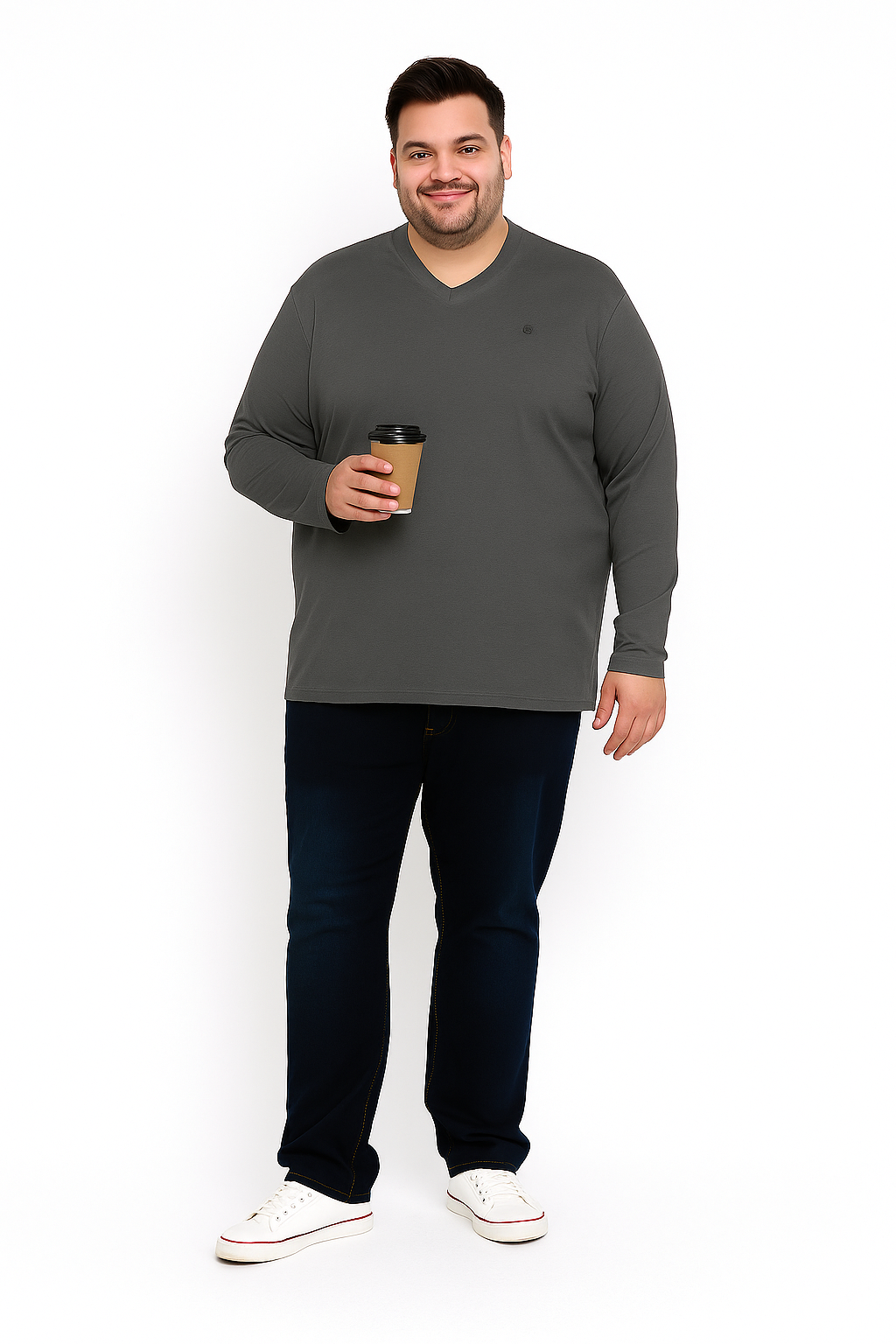 Men’s  Full Sleeve V-Neck T-Shirt – Big & Tall