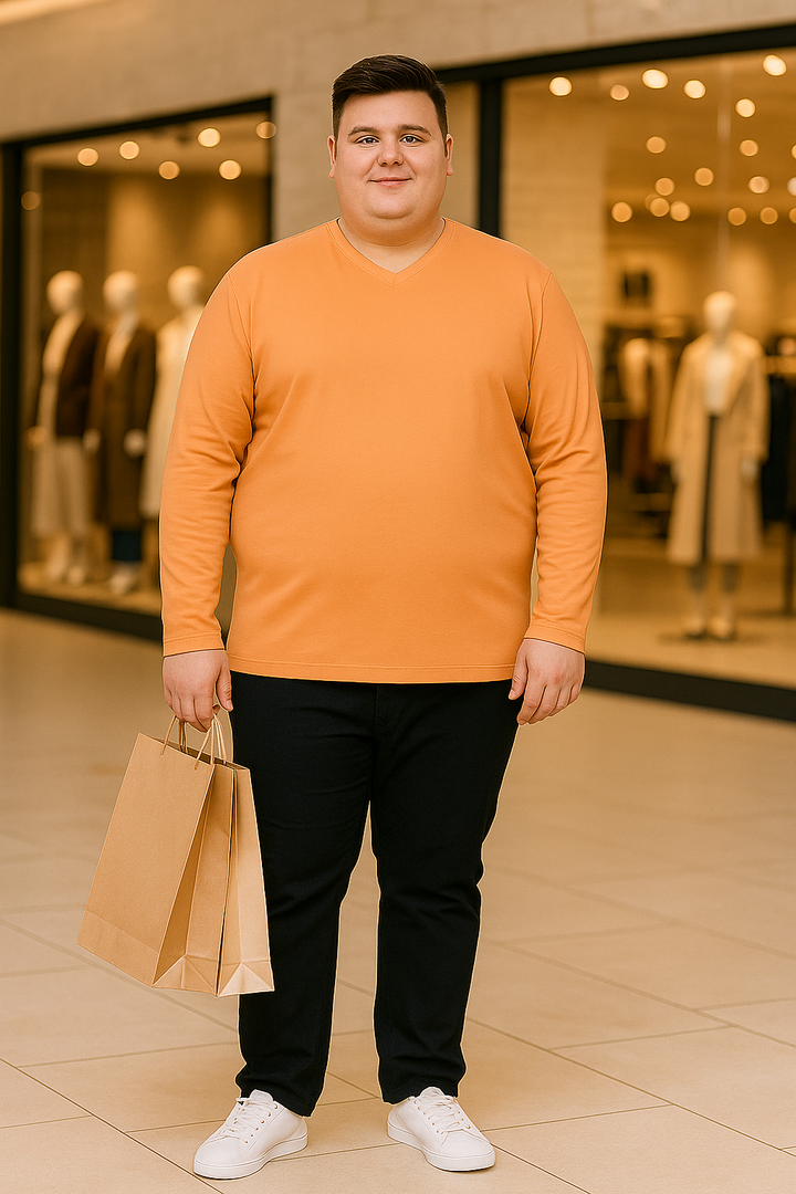 Men’s  Full Sleeve V-Neck T-Shirt – Big & Tall