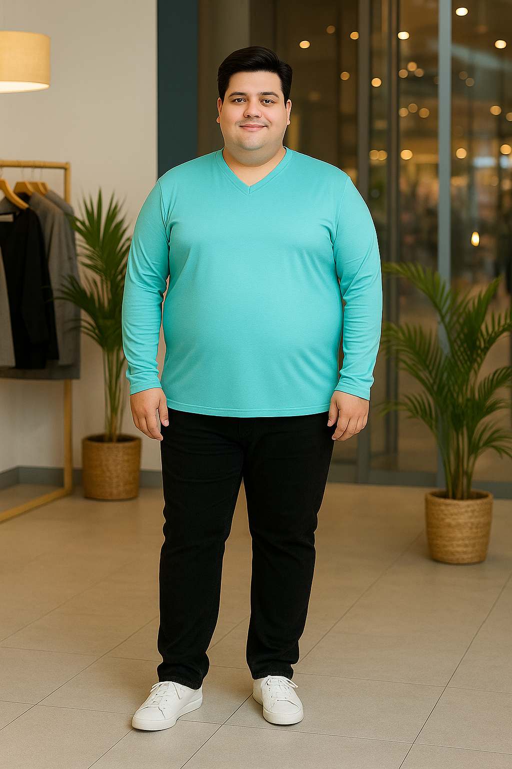 Men’s  Full Sleeve V-Neck T-Shirt – Big & Tall
