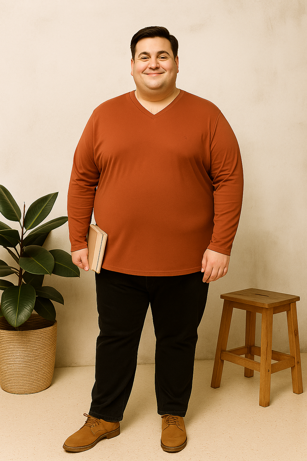 Men’s  Full Sleeve V-Neck T-Shirt – Big & Tall