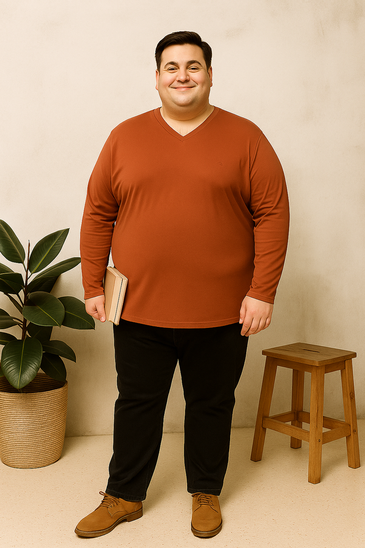 Men’s  Full Sleeve V-Neck T-Shirt – Big & Tall