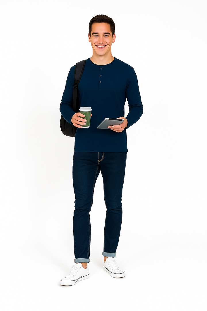 Men’s Full Sleeve Henley T-Shirt – Big & Tall