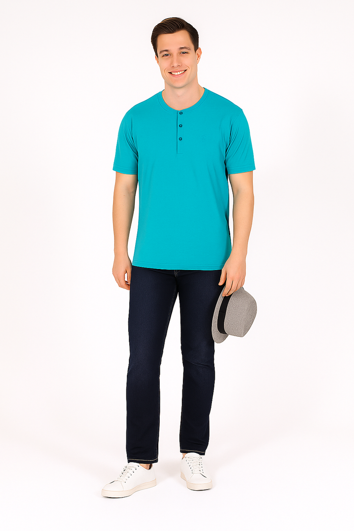 Men’s Henley Neck Half Sleeve T-Shirt – big & Tall