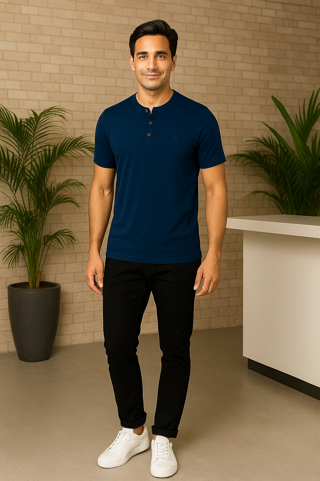Men’s Henley Neck Half Sleeve T-Shirt – big & Tall
