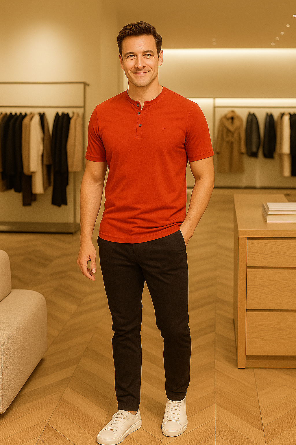 Men’s Henley Neck Half Sleeve T-Shirt – big & Tall