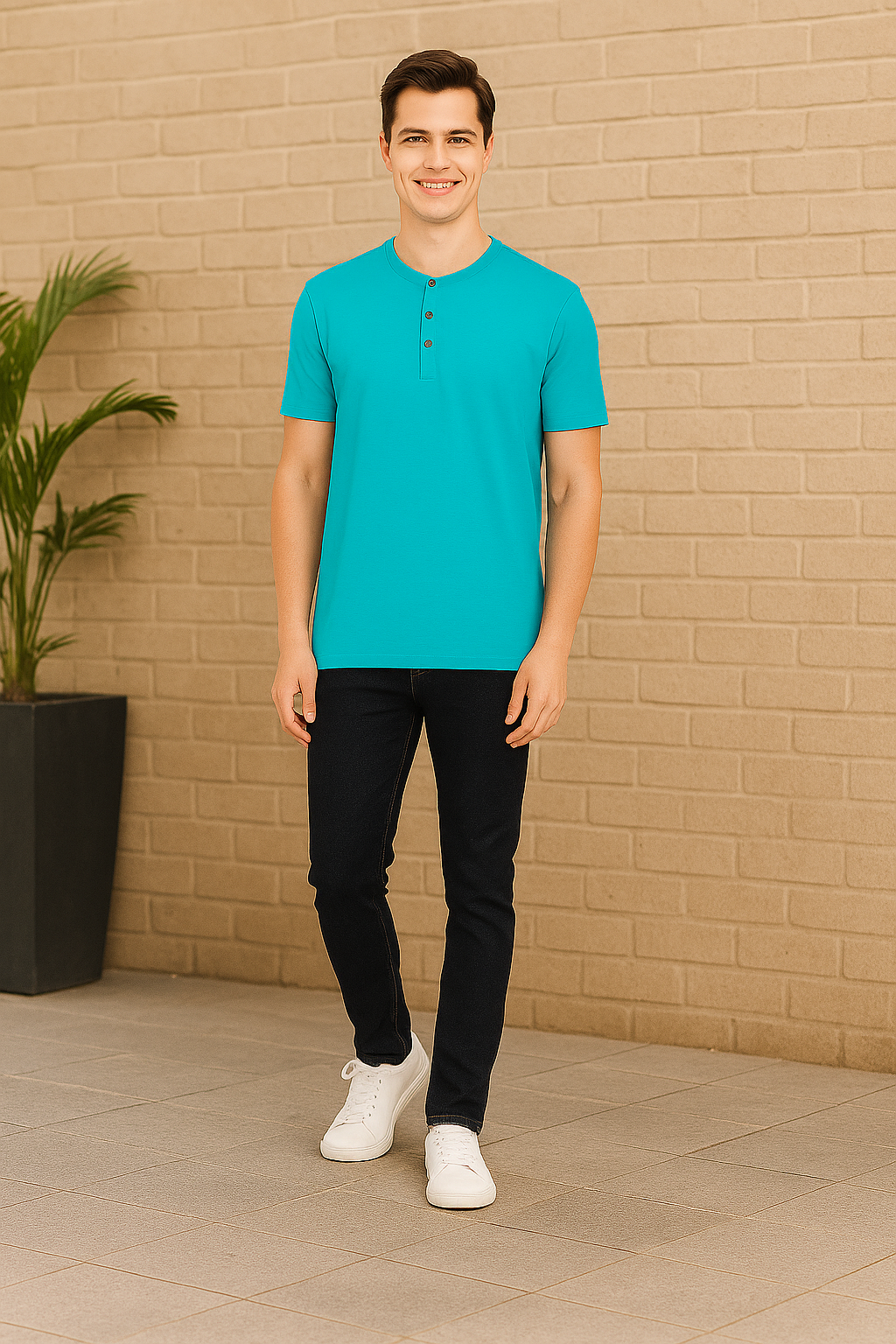 Men’s Henley Neck Half Sleeve T-Shirt – big & Tall