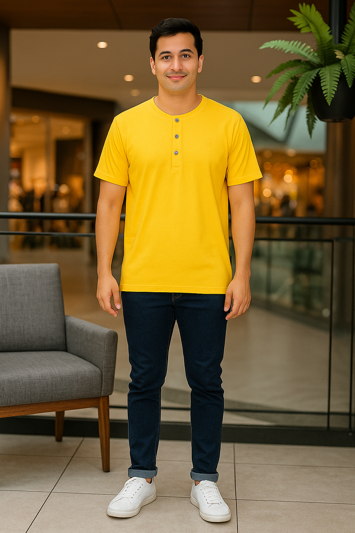 Men’s Henley Neck Half Sleeve T-Shirt – big & Tall