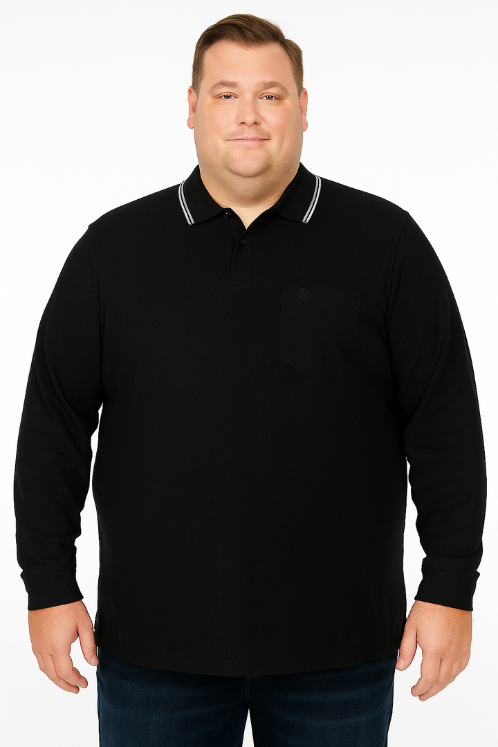 Men's Long Pique Sleeve Polo T-Shirt- Big & Tall