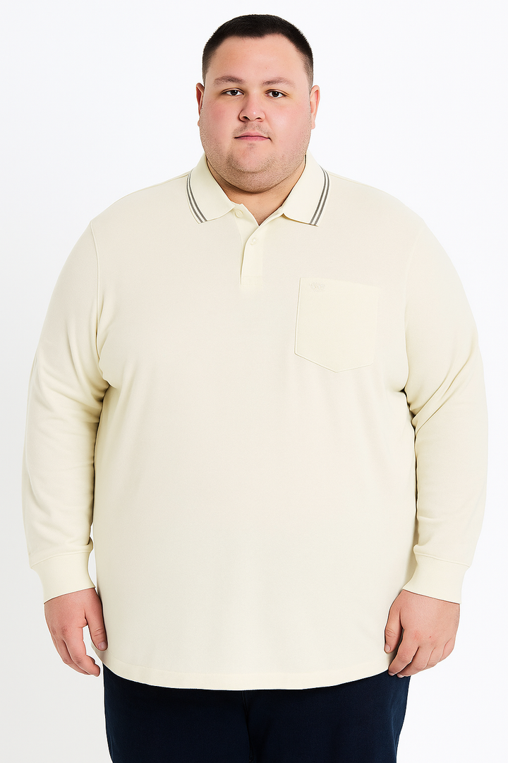 Men's Long Pique Sleeve Polo T-Shirt- Big & Tall
