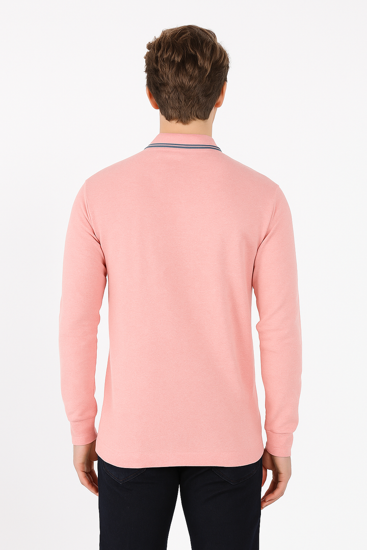 Men's Long Pique Sleeve Polo T-Shirt