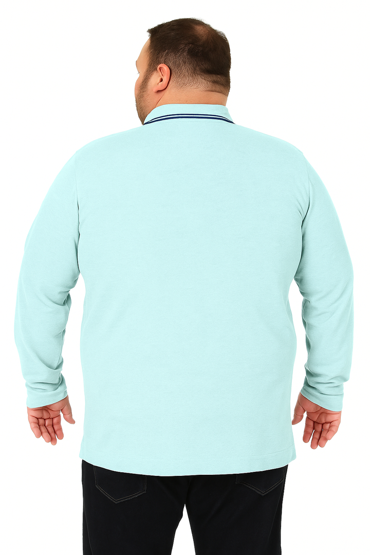 Men's Long Pique Sleeve Polo T-Shirt- Big & Tall