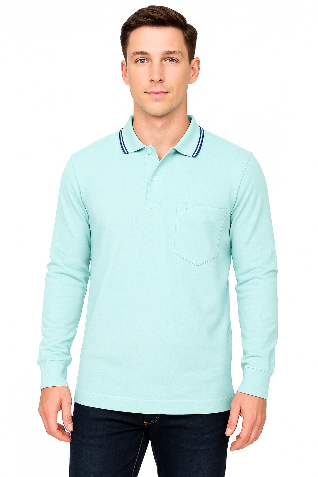 Men's Long Pique Sleeve Polo T-Shirt