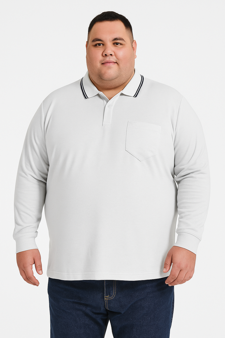 Men's Long Pique Sleeve Polo T-Shirt- Big & Tall
