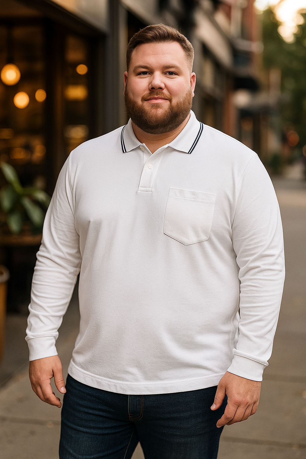 Men's Long Pique Sleeve Polo T-Shirt- Big & Tall