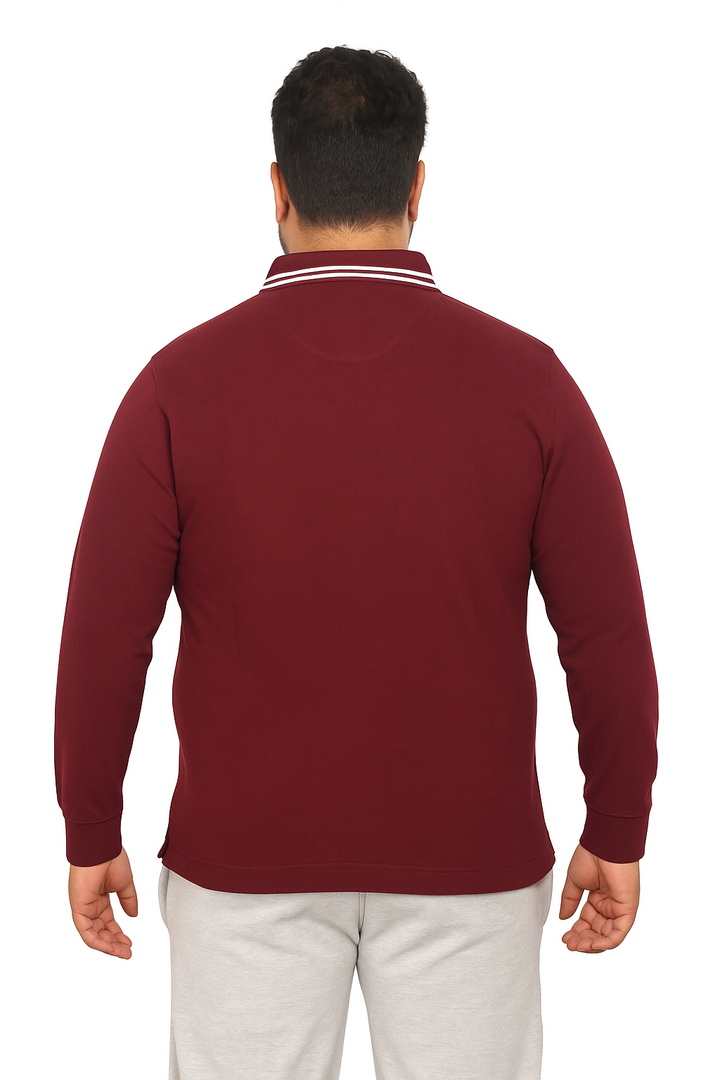 Men's Long Pique Sleeve Polo T-Shirt- Big & Tall