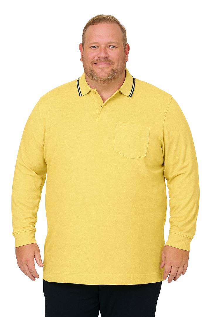 Men's Long Pique Sleeve Polo T-Shirt- Big & Tall