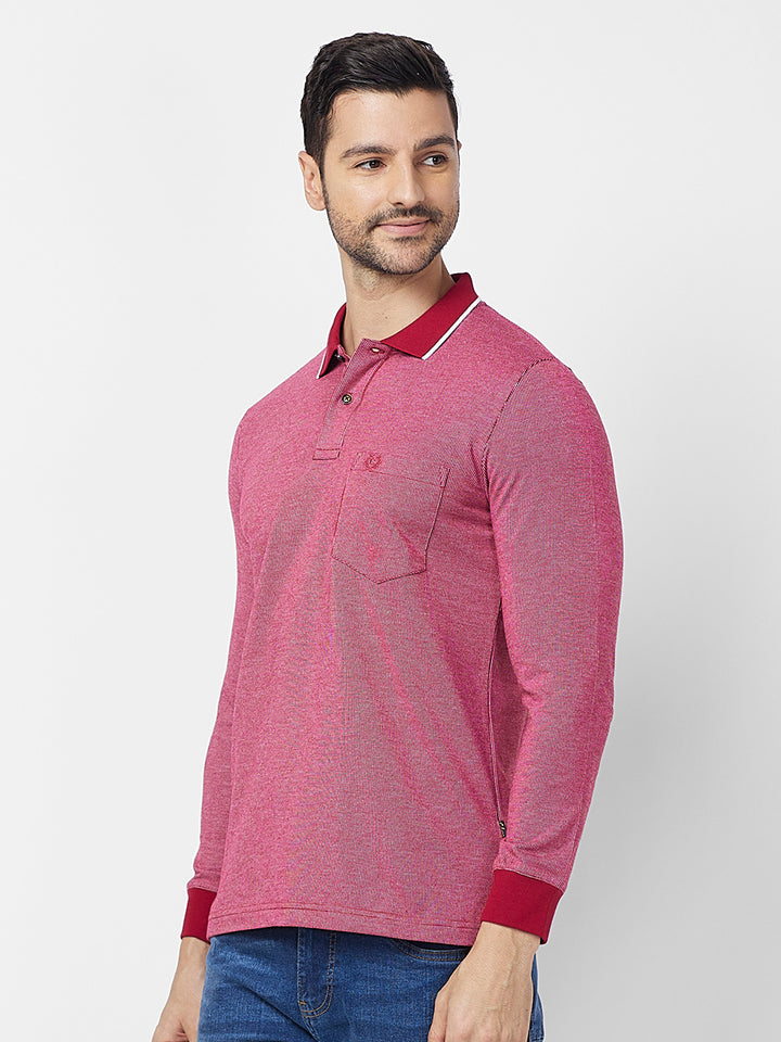 Men's Full-Sleeved Jacquard Polo Shirt