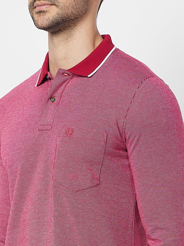 Men's Full-Sleeved Jacquard Polo Shirt
