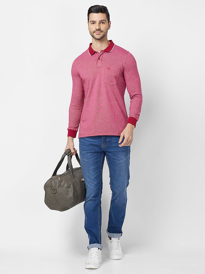 Men's Full-Sleeved Jacquard Polo Shirt