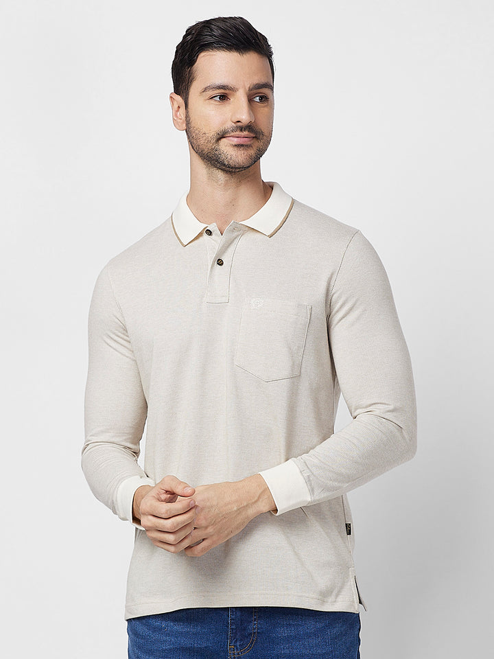 Men's Full-Sleeved Jacquard Polo Shirt