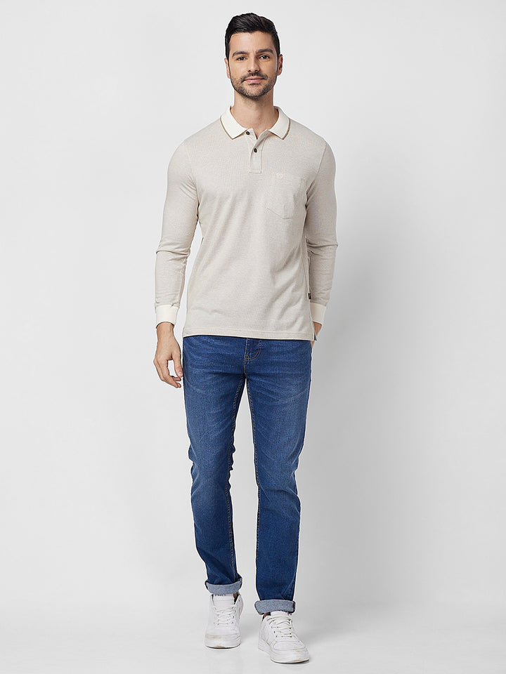Men's Full-Sleeved Jacquard Polo Shirt