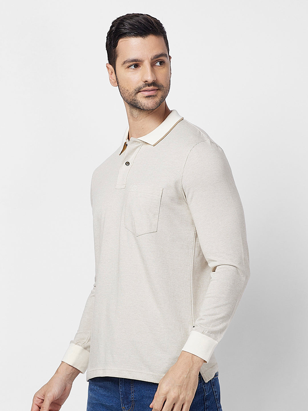 Men's Full-Sleeved Jacquard Polo Shirt