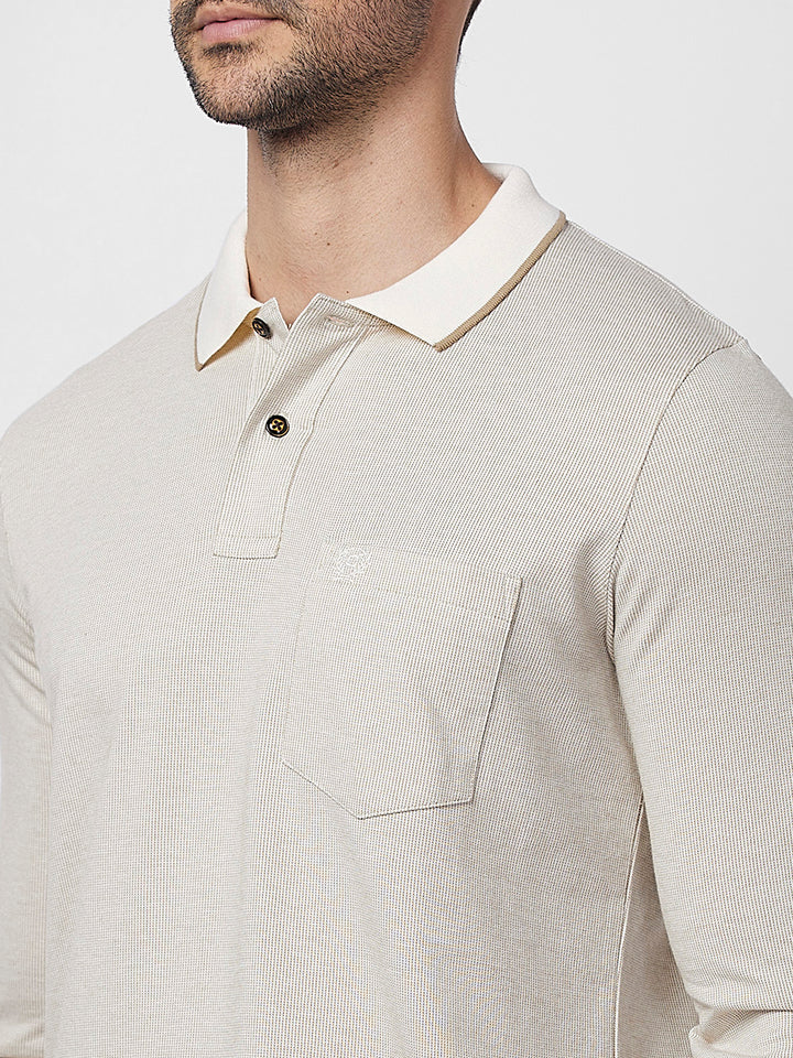 Men's Full-Sleeved Jacquard Polo Shirt