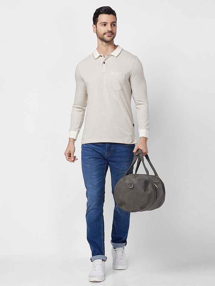 Men's Full-Sleeved Jacquard Polo Shirt
