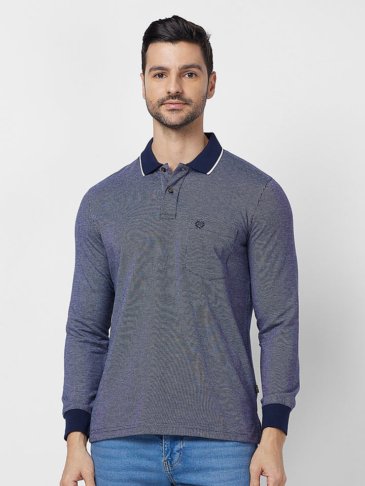 Men's Full-Sleeved Jacquard Polo Shirt