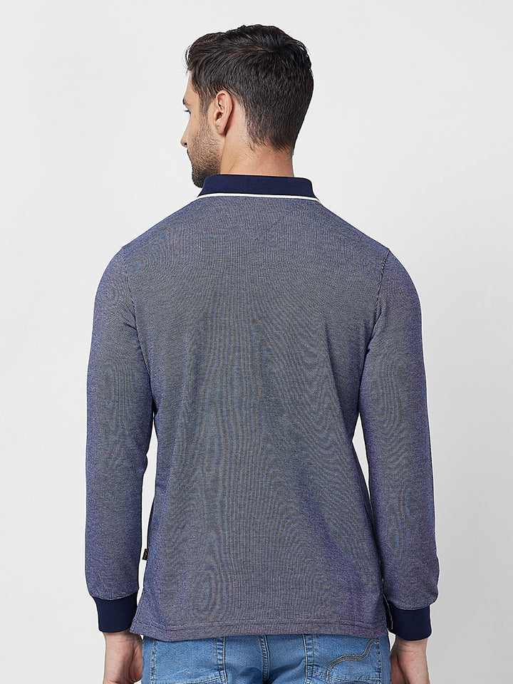 Men's Full-Sleeved Jacquard Polo Shirt