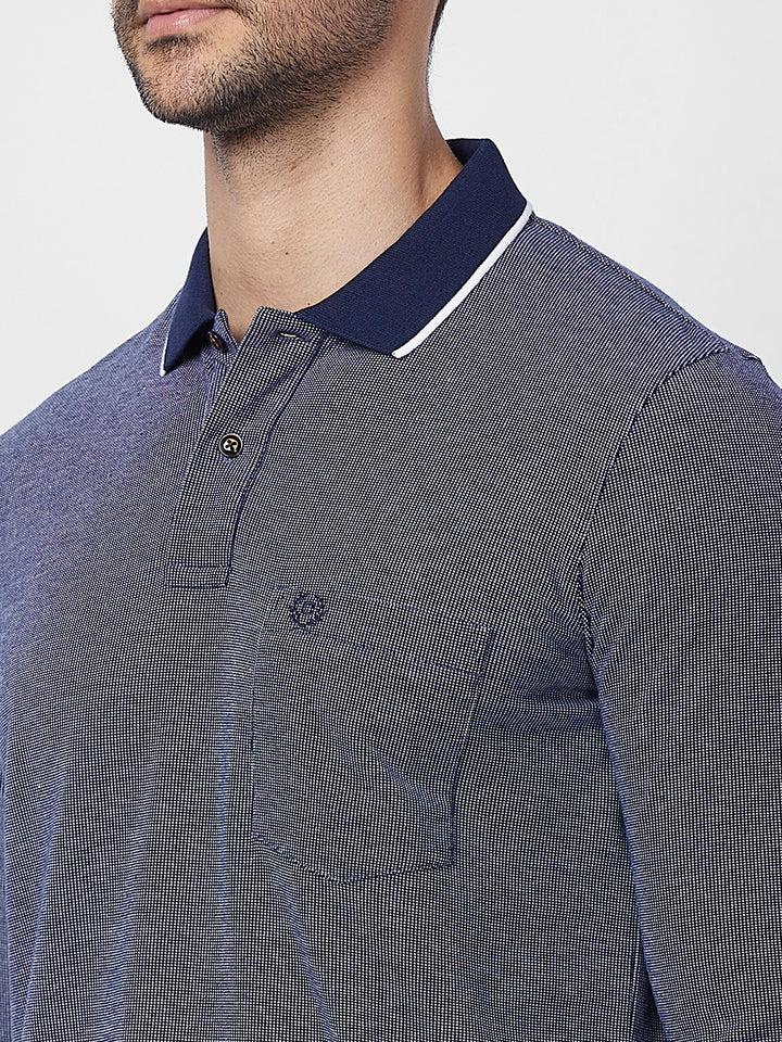 Men's Full-Sleeved Jacquard Polo Shirt