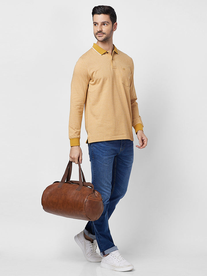 Men's Full-Sleeved Jacquard Polo Shirt
