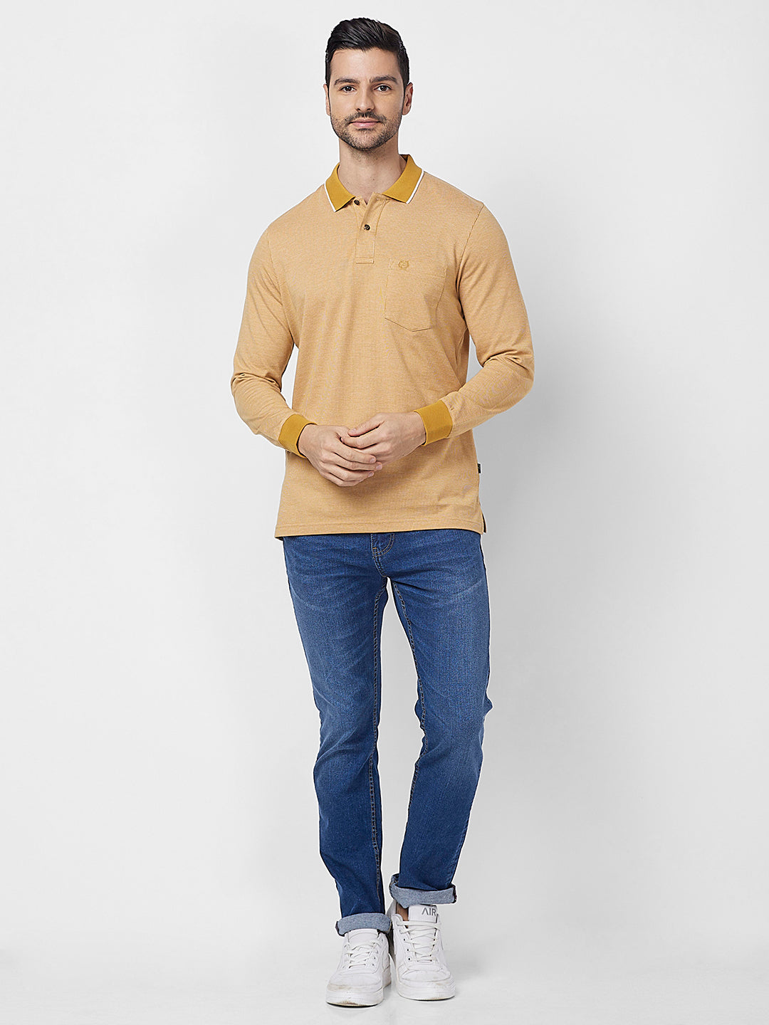 Men's Full-Sleeved Jacquard Polo Shirt