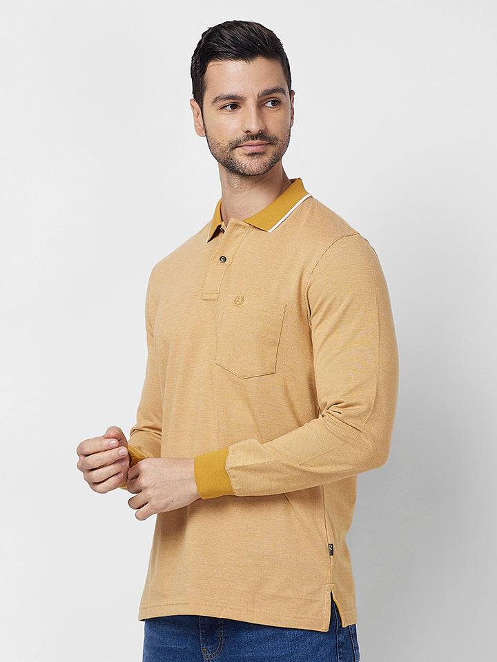 Men's Full-Sleeved Jacquard Polo Shirt
