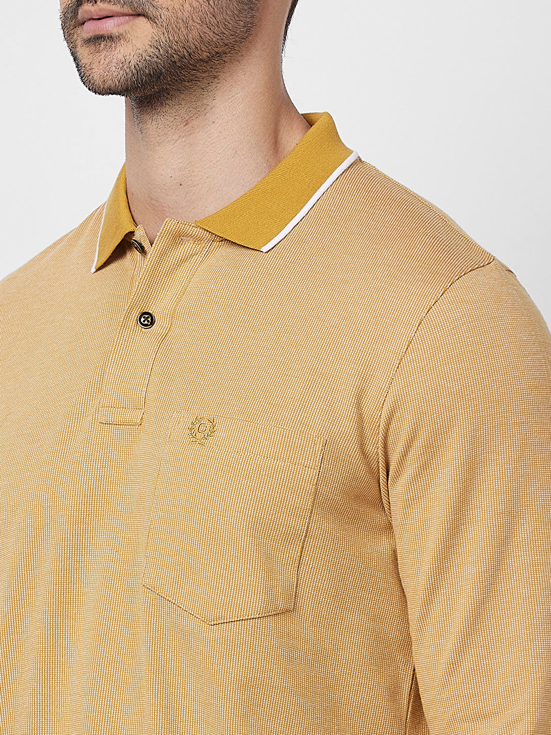 Men's Full-Sleeved Jacquard Polo Shirt