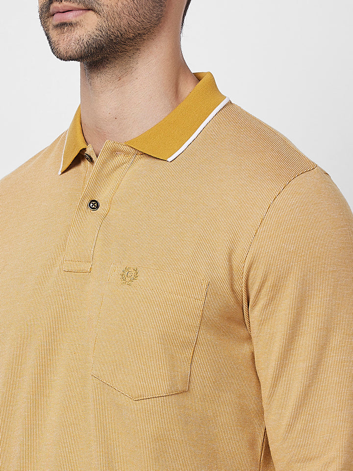 Men's Full-Sleeved Jacquard Polo Shirt