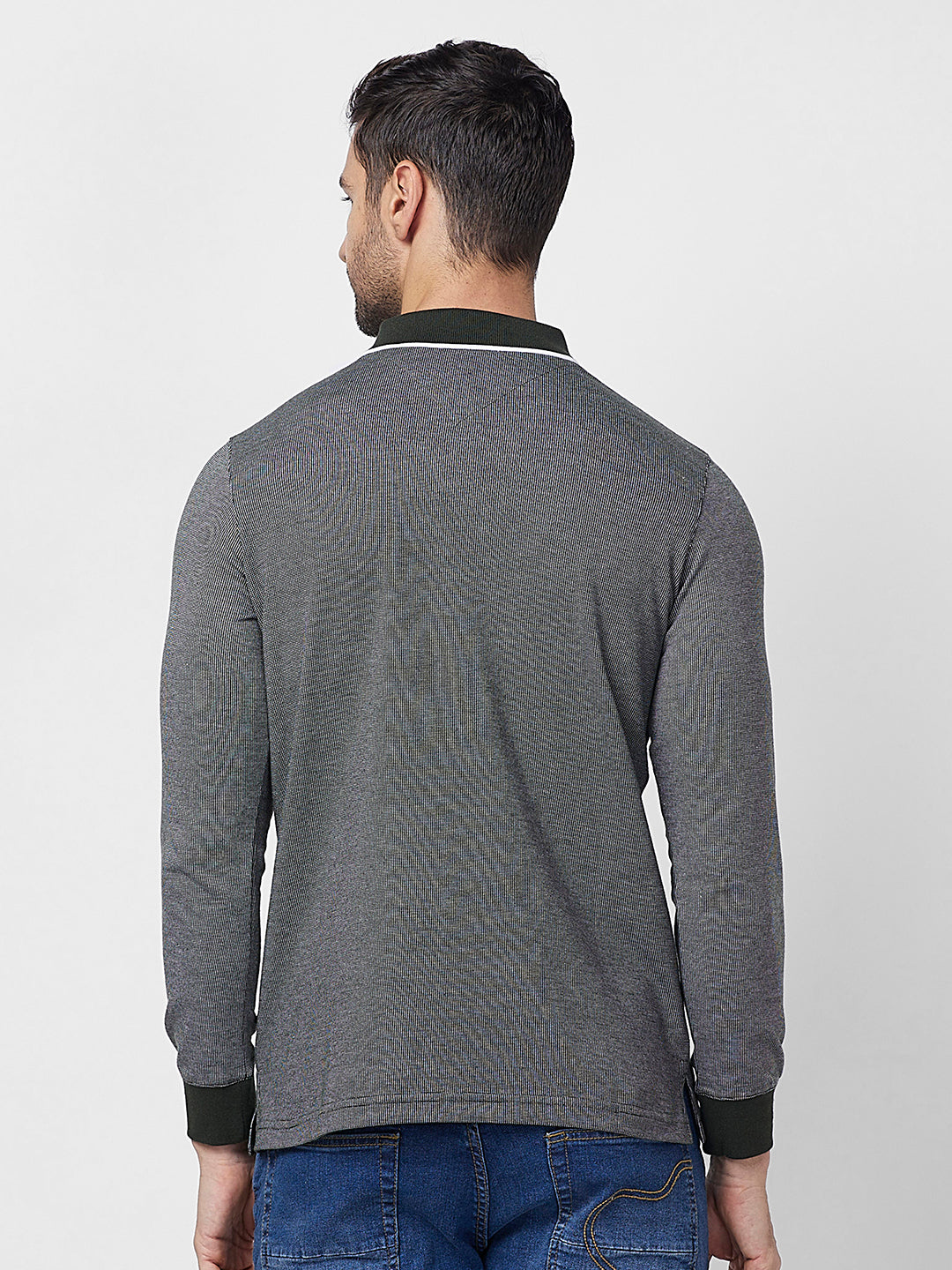 Men's Full-Sleeved Jacquard Polo Shirt