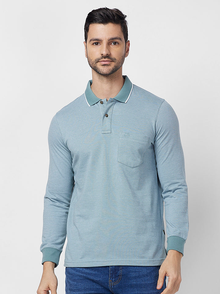 Men's Full-Sleeved Jacquard Polo Shirt