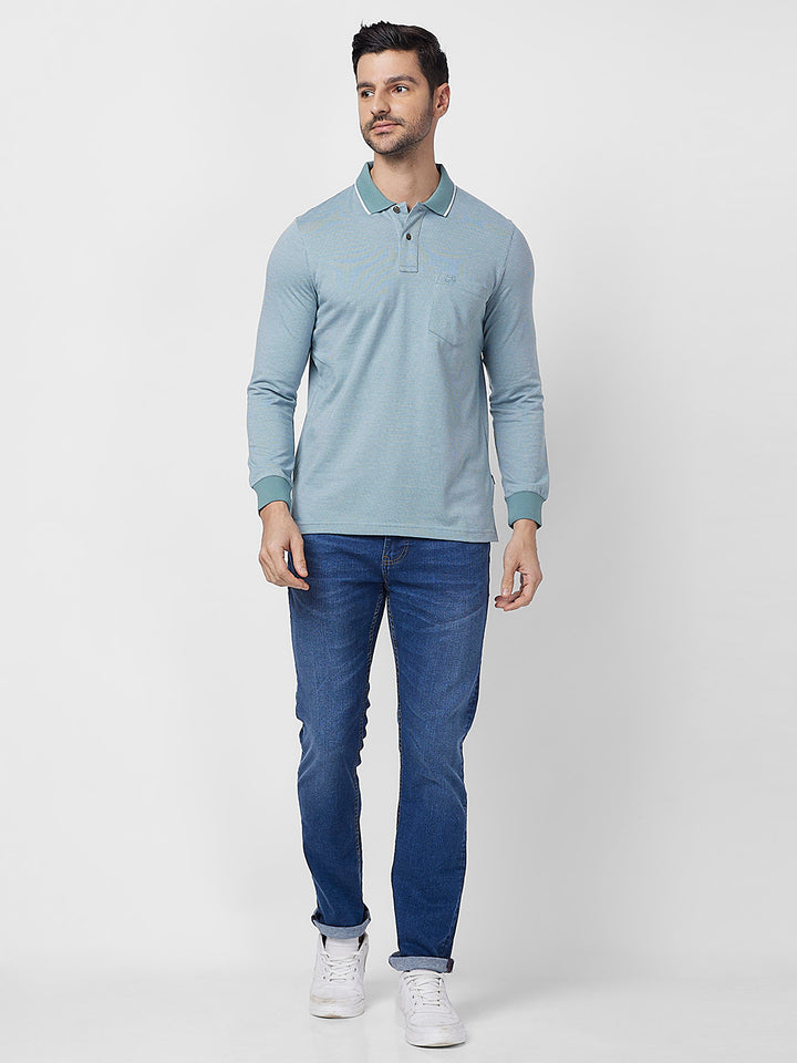 Men's Full-Sleeved Jacquard Polo Shirt