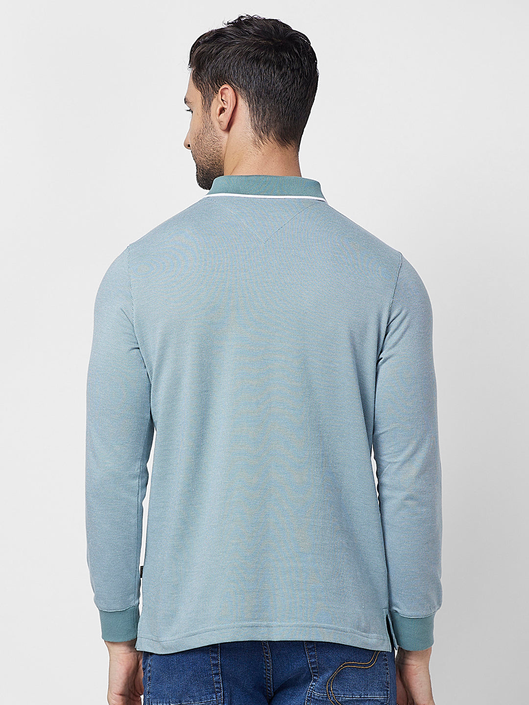 Men's Full-Sleeved Jacquard Polo Shirt