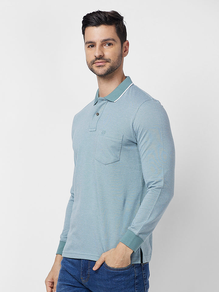 Men's Full-Sleeved Jacquard Polo Shirt