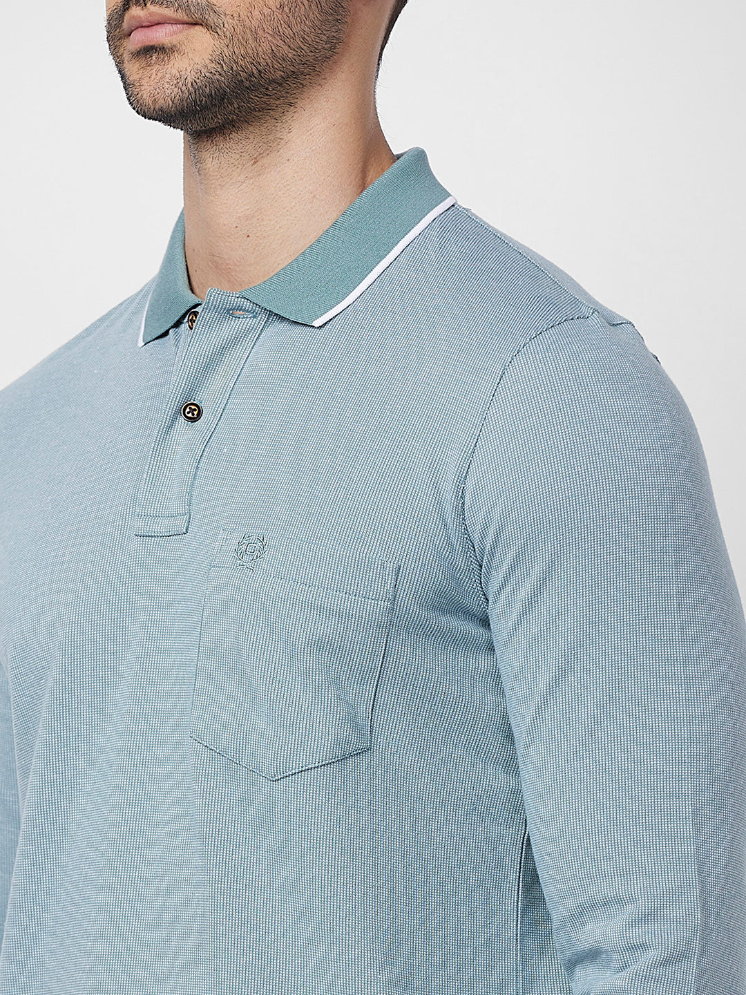 Men's Full-Sleeved Jacquard Polo Shirt