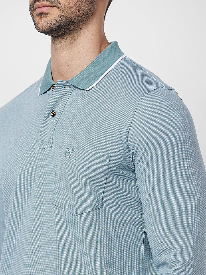 Men's Full-Sleeved Jacquard Polo Shirt