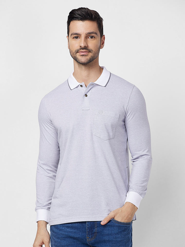 Men's Full-Sleeved Jacquard Polo Shirt